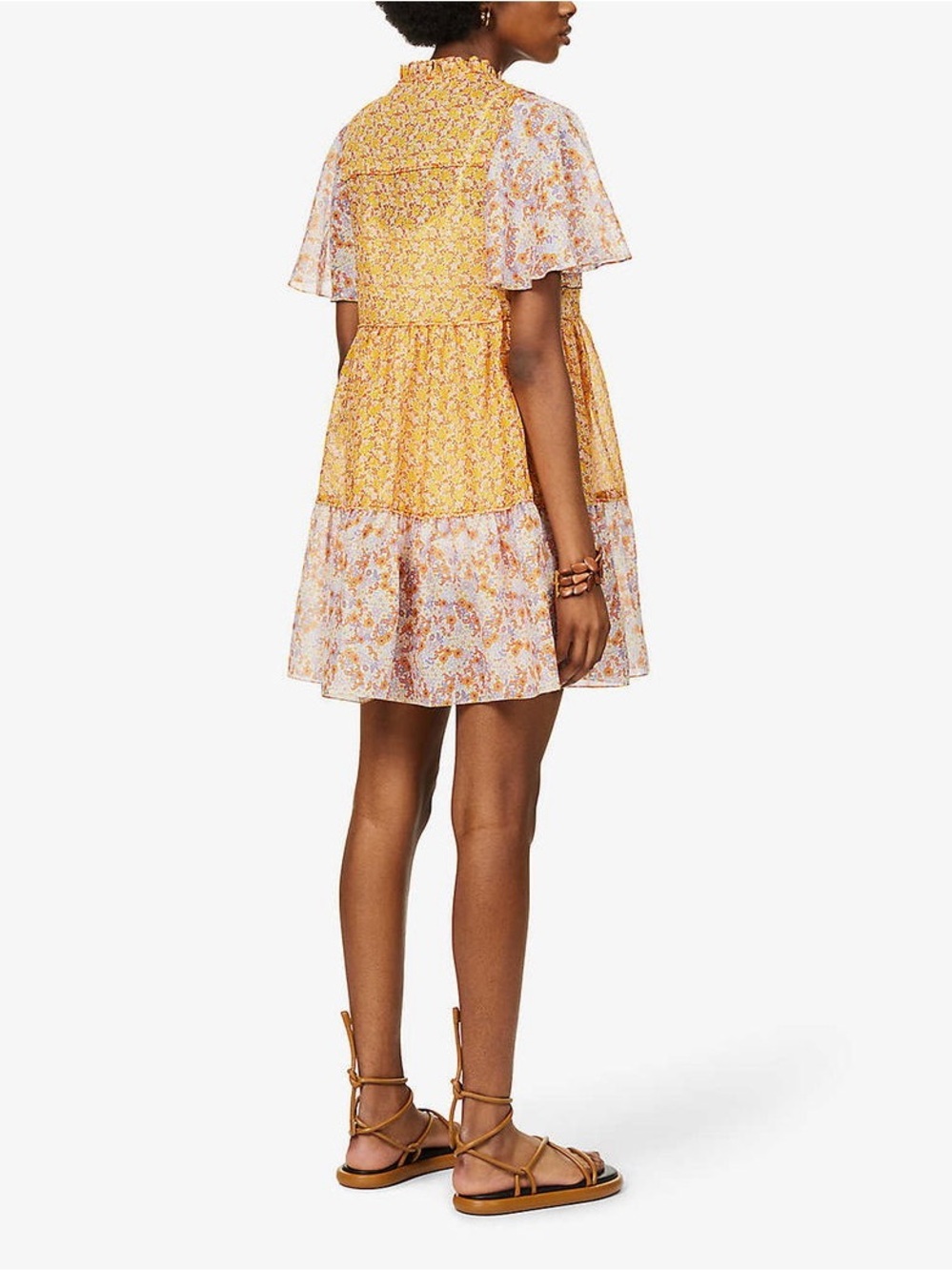 Maje Rissolette Contrast Panel Floral-Print Cotton Dress size 36 - Picture 2 of 9